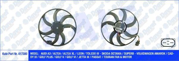 KALE 417300 Fan Motoru Vw A3 / Altea / Altea Xl / Leon / Toledo Iii - Octavia / Superb - Amarok / Caddy Iii / Golf Plus / Golf V / Golf Vi / Jetta Iii / Passat / Touran Montaj Yeri: Sol (400w 410mm) (Fan-Motor)